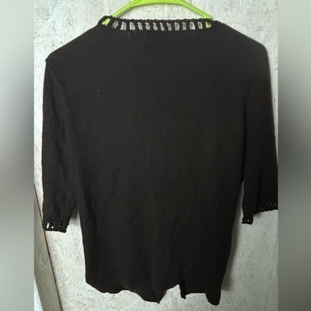 Barneys New York Cashmere Blend Brown Short Sleeve Cardigan - Picture 4 of 6